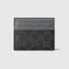 Gucci Leather-trimmed Gg Canvas Card Holder In Black
