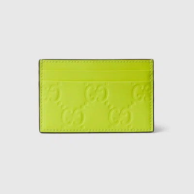 Gucci Gg Rubber-effect Card Case In Yellow
