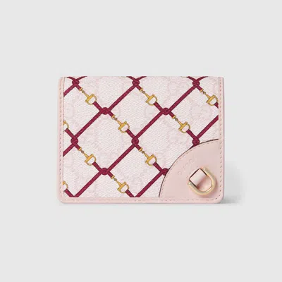 Gucci Printed Gg Card Case In Pink