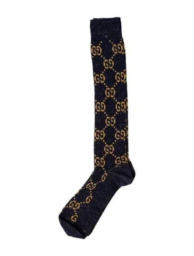 Pre-owned Gucci Gg Knee Socks In Blue/metallic