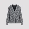 Gucci Wool Jacquard Cardigan With Gg Shadow In Gray