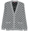Gucci Women Grey V-neck Cardigan With All-over Gg Motif In Wool Woman In Gray