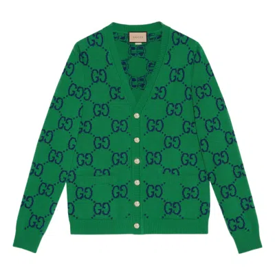 Gucci Gg Knit Cardigan 'green Blue'