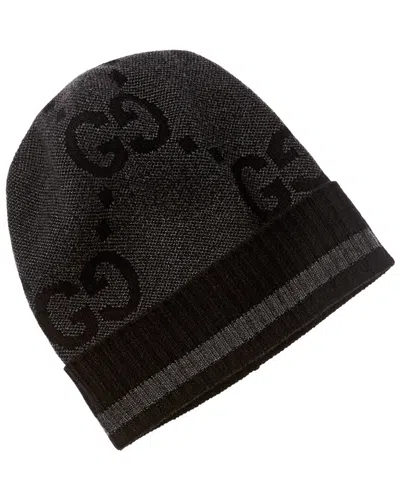 Gucci Gg Knit Cashmere Hat In Grey