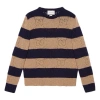 Gucci Gg Knit Striped Wool Sweater 'camel' In Neutral