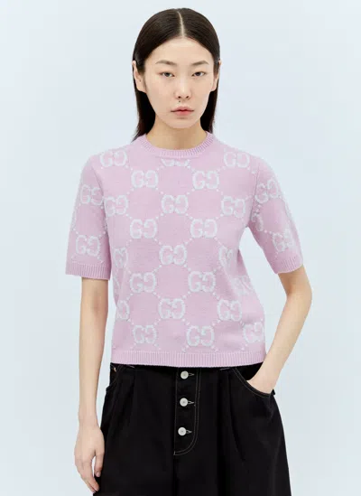 Gucci Gg Knit Wool Top In Pink