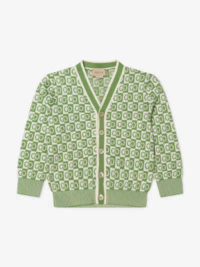 Gucci Kids' Interlocking G Check Cardigan In Green