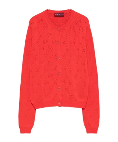 Gucci Gg Knitted Cardigan In Red