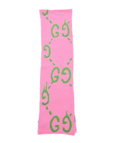 Gucci Gg Knitted Wool Scarf (authentic Pre-loved) In Pink