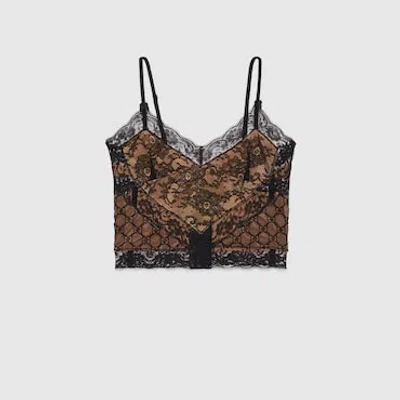 Gucci Gg Lace Top In Black