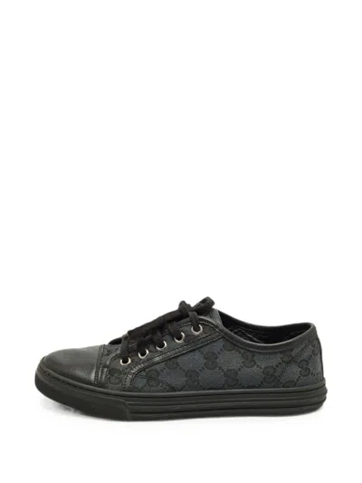 Pre-owned Gucci Gg Lace-up Sneakers In Black