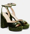 Gucci Gg Lady Horsebit Platform Sandals In Green