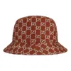 Gucci Gg Lam Bucket Hat 'brown Silver' In Red