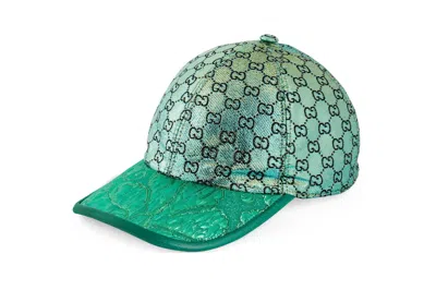 Pre-owned Gucci Gg Lame Jacquard Cap Green