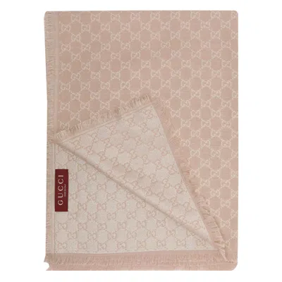 Gucci Gg Lame Printed Scarf In Neutral