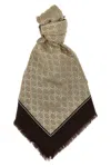 Gucci Gg Lamé Scarf In Brown
