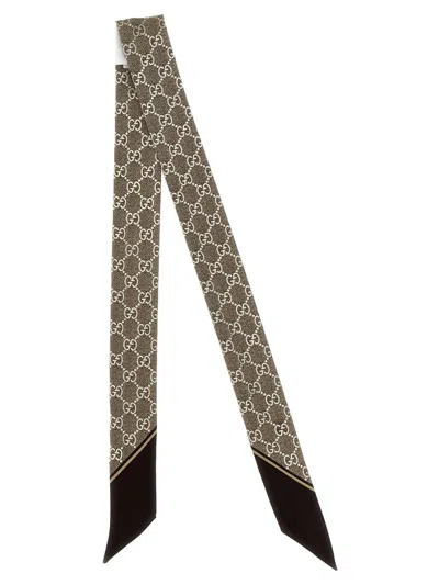 Gucci Slim Scarf Featuring Contrasting Tips In Brown