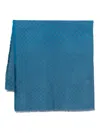 Gucci Monogram Fringed Scarf In Blue