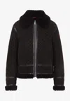 Gucci Women Brown Shearling Jacket With Shearling Trims And All-over Gg Motif In Suede Woman In Gray