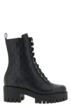 Gucci 60mm Gg Leather Lace-up Boots In Black