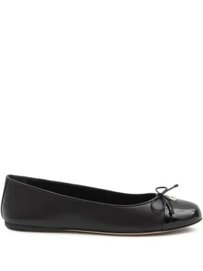 Gucci Double G Leather Ballet Flat In Black