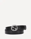 Gucci Leather Belt Adjustable Silver-tone Buckle In Black