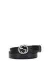 Gucci Leather Belt Adjustable Silver-tone Buckle In Black