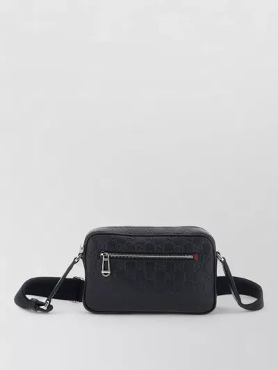 Gucci Gg Leather Belt Bag Adjustable Strap In Black