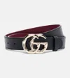 Gucci Gg Leather Belt In Black