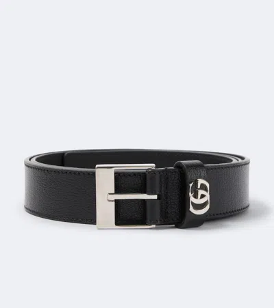 Gucci Gg Leather Belt In Black