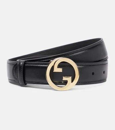 Gucci Gg Leather Belt In Black