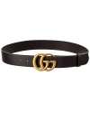 Gucci Glossy Finish Regular Belt With Bold Double G Buckle In Black