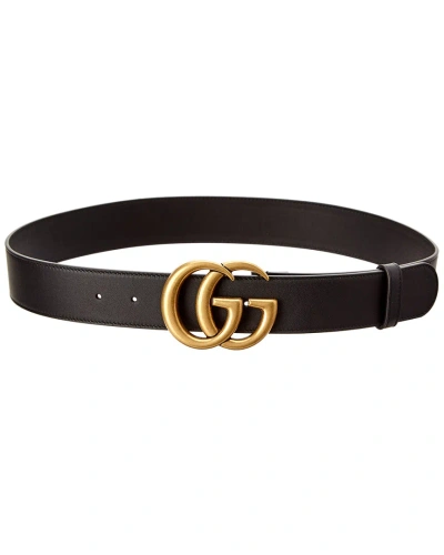 Gucci Gg Leather Belt In Black