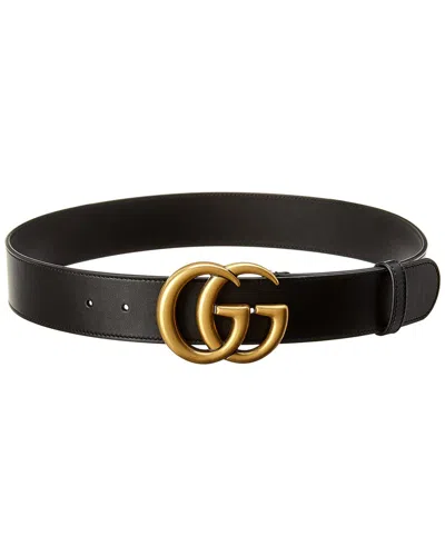 Gucci Gg Leather Belt In Black