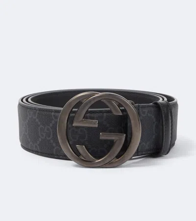 Gucci Gg Leather Belt In Black