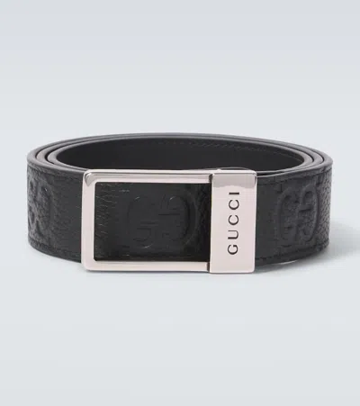 Gucci Gg Leather Belt In Brown