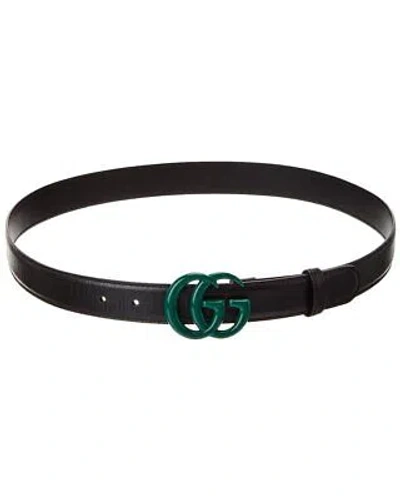 Pre-owned Gucci Gg Leather Belt Men's In Black