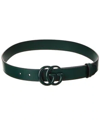 Pre-owned Gucci Gg Leather Belt Men's In Green