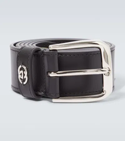 Gucci Gg Leather Belt In Nero