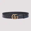 Gucci Black Belt With Gg Marmont Buckle In Leather Man In Nero