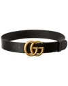 Gucci Gg Leather Belt In Neutral