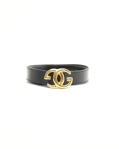 Gucci Gg Leather Belt, Size 75 In Black