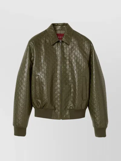 GUCCI GG LEATHER BOMBER JACKET