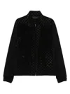 Gucci `gg` Leather Bomber Jacket In Black