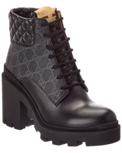 Gucci Gg Leather Boot In Black