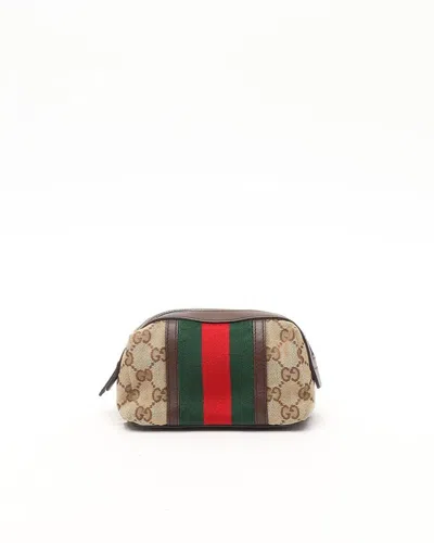 Gucci Gg Leather Canva Pouch In Orange