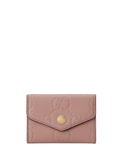Gucci Gg Leather Card Case In Pink