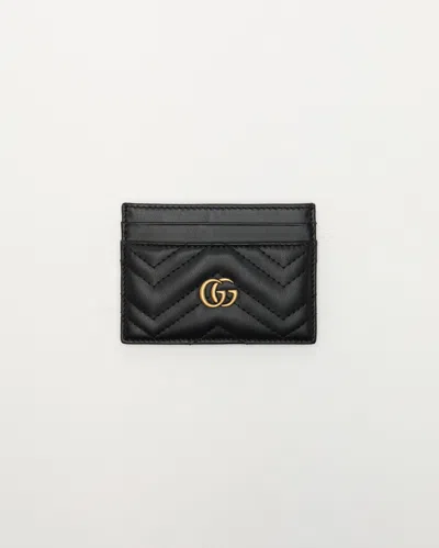 Gucci Gg Leather Card Holder In Black