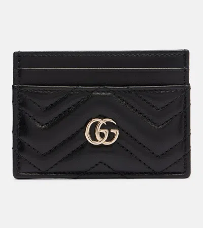 Gucci Gg Leather Card Holder In Black