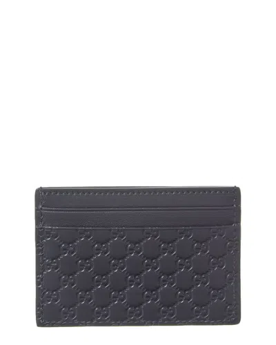 Gucci Gg Leather Card Holder In Blue